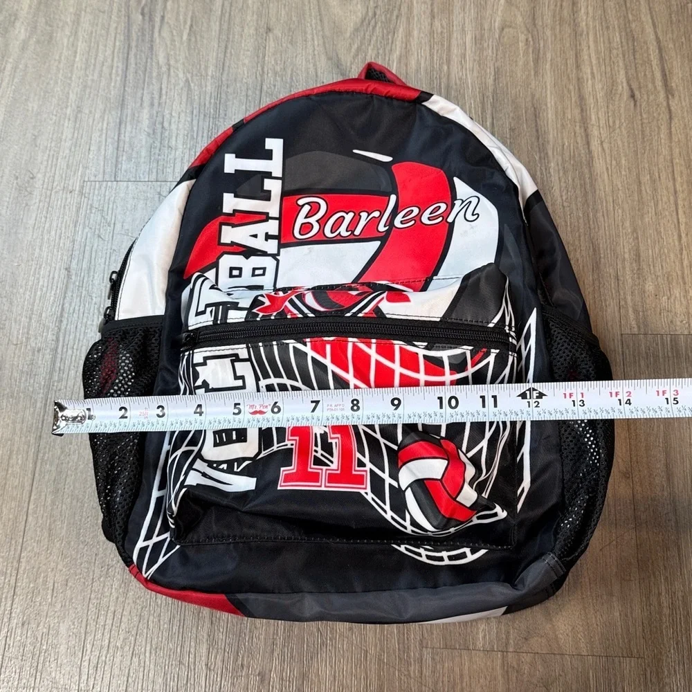 Volleyball Themed Black and Red Backpack